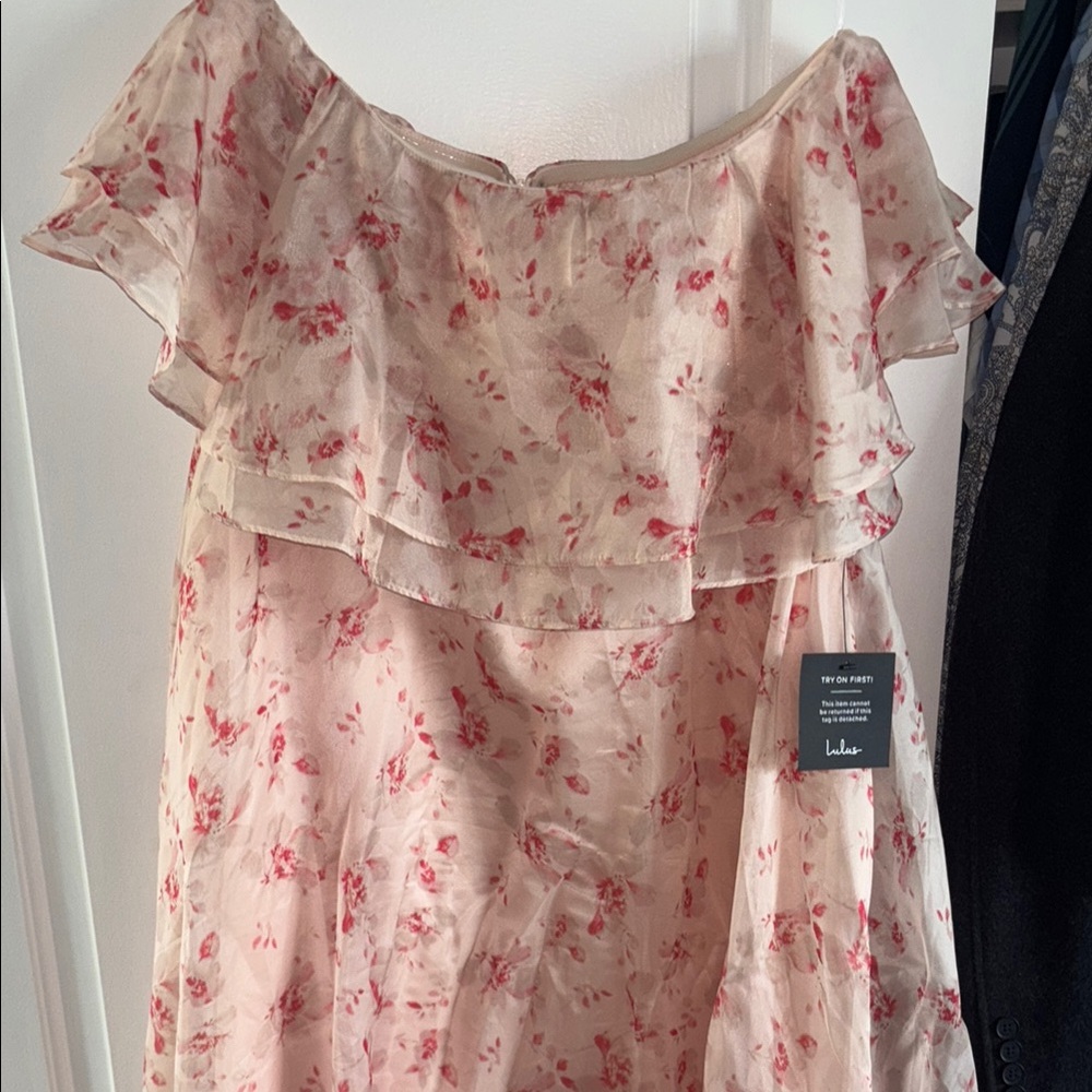 Lulu's Pink Floral Strapless Dress